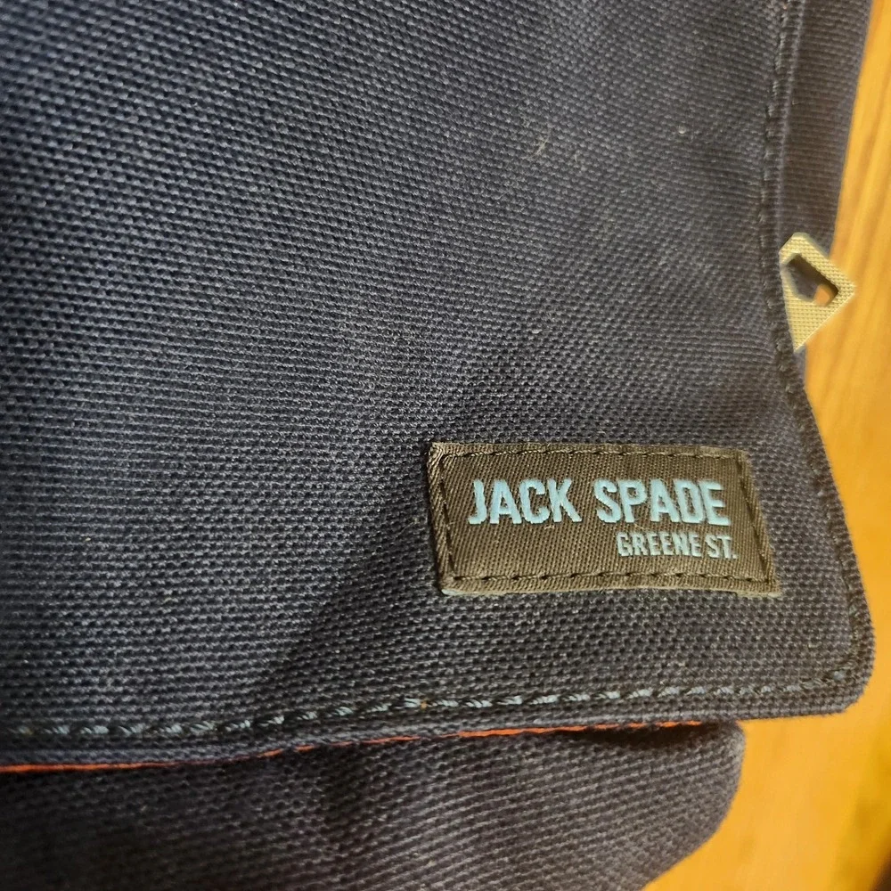 Jack Spade Greene Street Messenger Bag Blue Canvas Orange liner